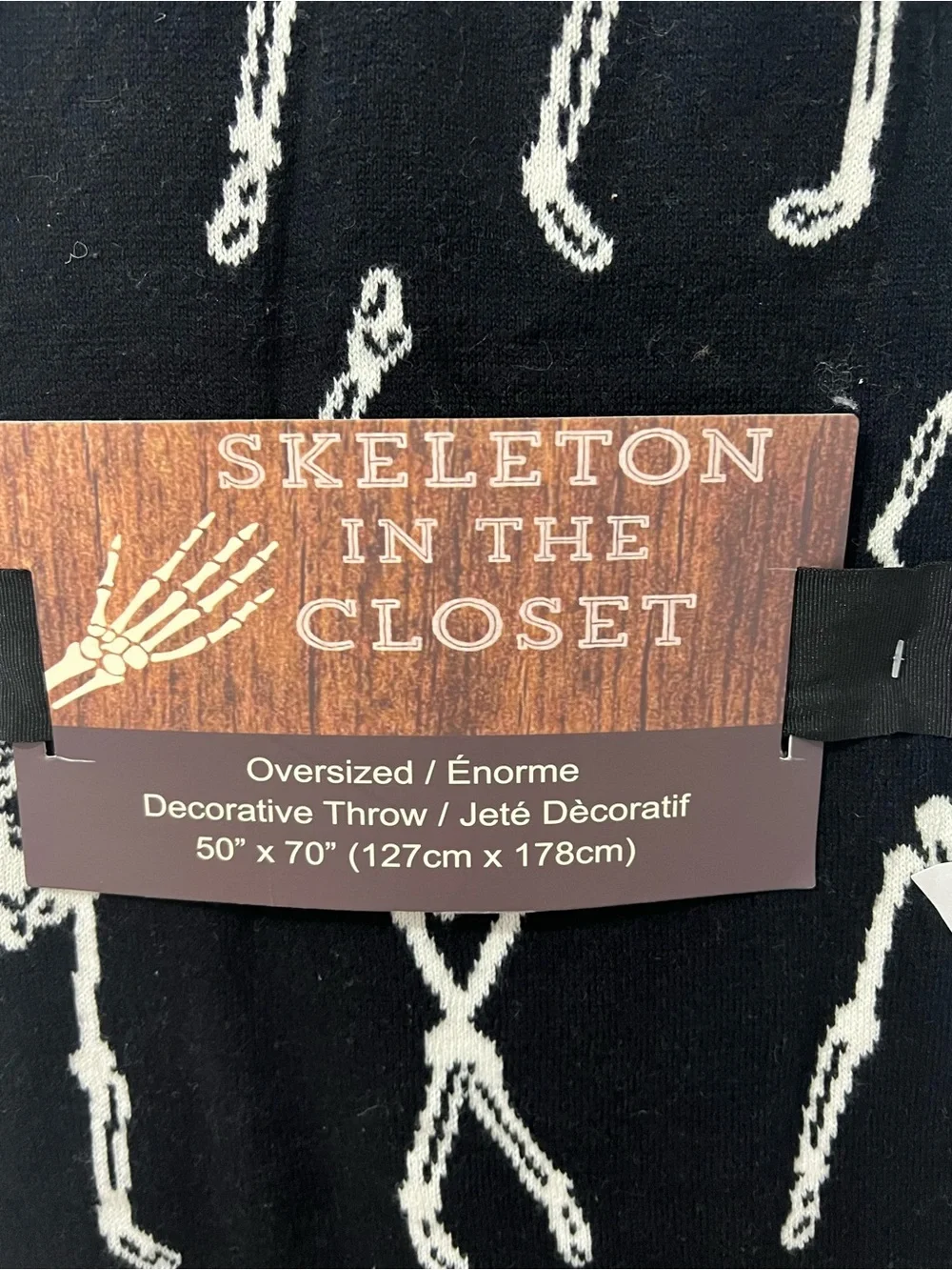 Black & Cream Oversized Skeleton Throw Blanket